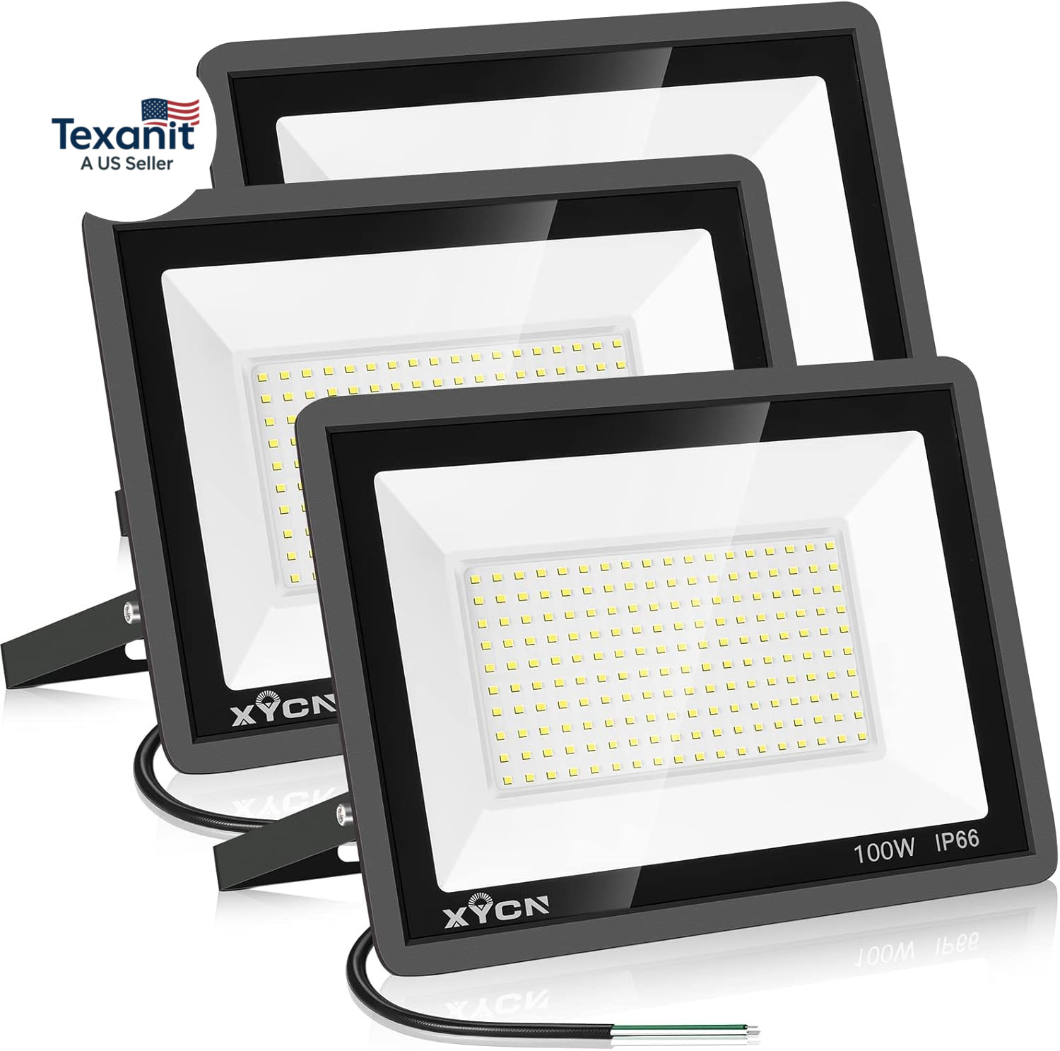 3 Pack 100W LED Flood Light, IP66 Waterproof outside Flood Light, 11500LM Super gallery