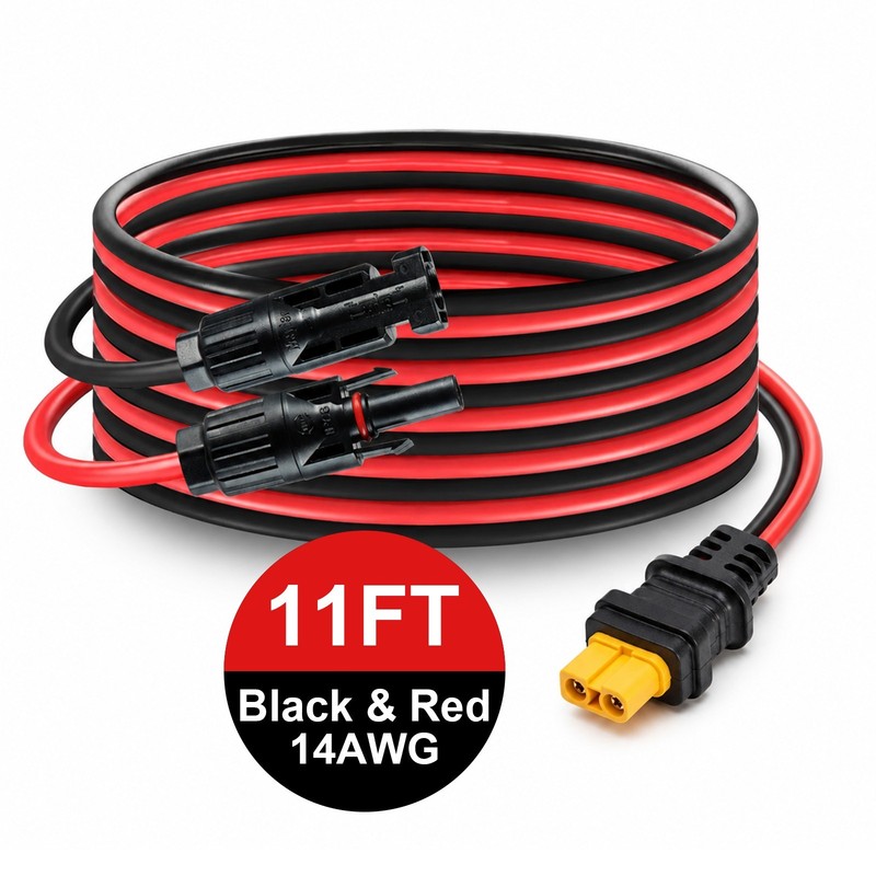11ft Solar Panel Extension Cable Wire XT60 Female to Solar Connectors Red Black gallery