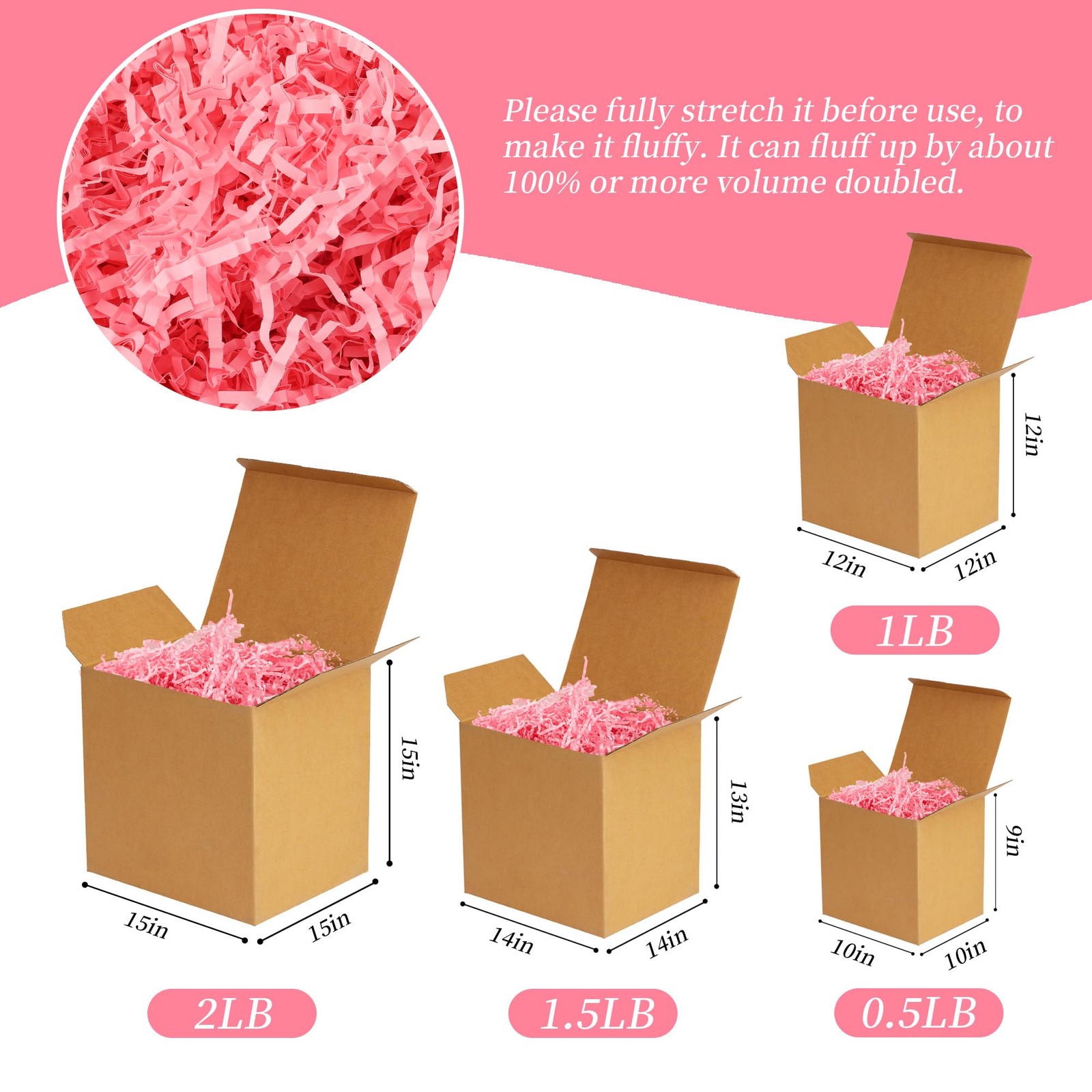 Pink Crinkle Cut Paper Shred Gift Basket Box Filler Stuffing 2 LBS gallery