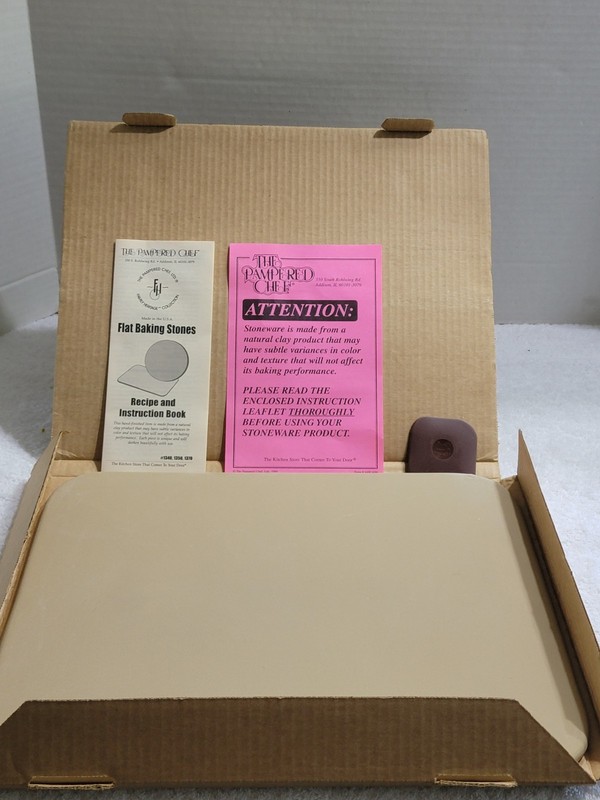 NEW PAMPERED CHEF #1350 RECTANGLE BAKING STONE 12" x 15" FAMILY HERITAGE USA gallery