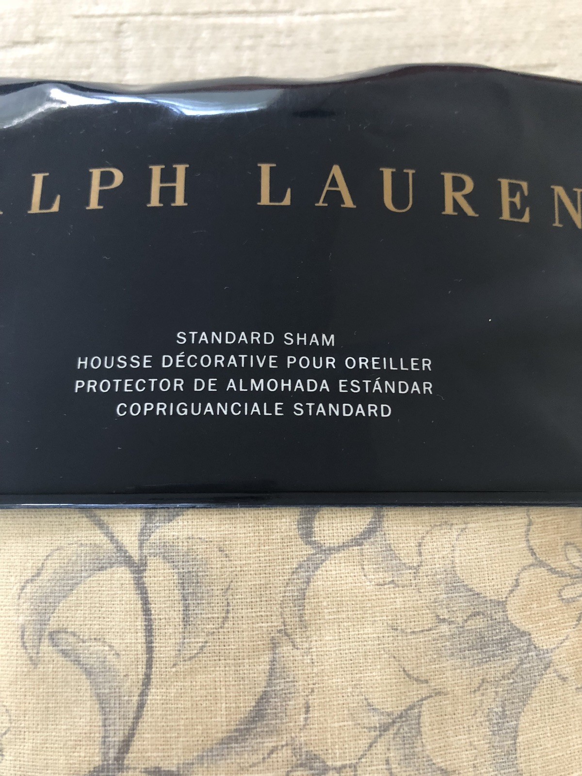 Blue Gray Floral Scroll + Beige RALPH LAUREN Madalena Audrey Corded STD Sham NIP gallery