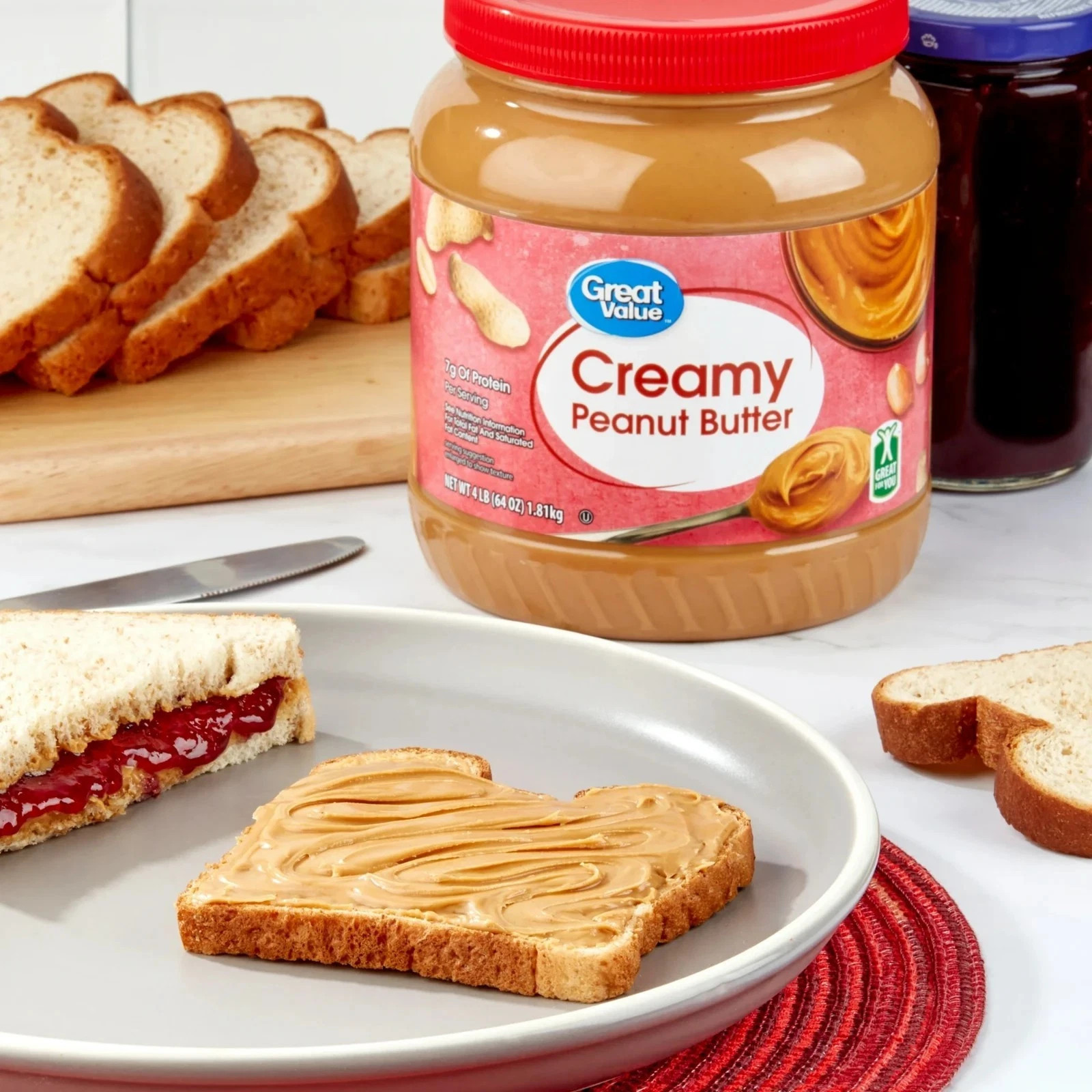 Great Value Creamy Peanut Butter, Spread, 64 oz gallery