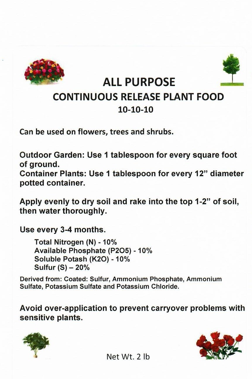 Fertilizer Continuous Release 10-10-10 Plant Food 2 lb Flower Vegetable Shrub gallery