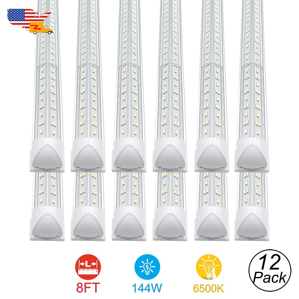 12 Pack 8' T8 LED Shop Lights 144W 18000Lm 6500K Warehouse Linkable Tube Fixture gallery