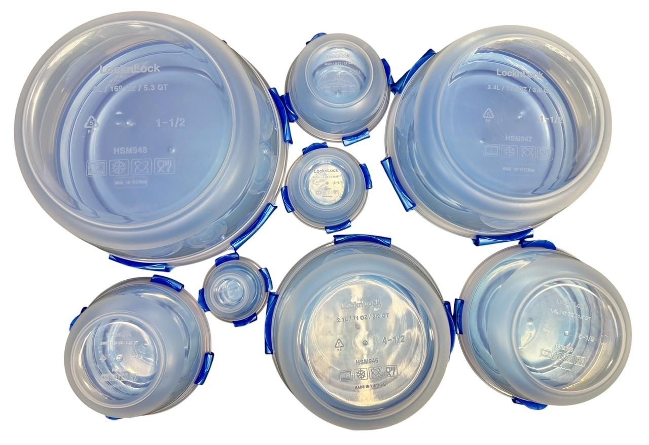 New Set of 8 Lock N Lock Stackable Blue Lid Storage Containers gallery