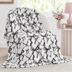 Buryeah Black Bow Throw Blanket Valentine’s Day 50 x 60 inches,