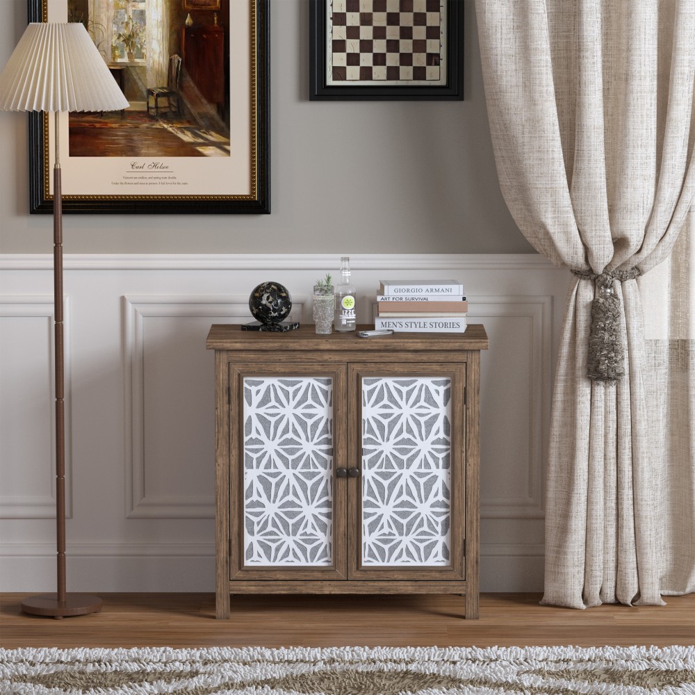 Rustic Pine Solid Wood Accent Chest Antique White Brown Transitional Storage gallery
