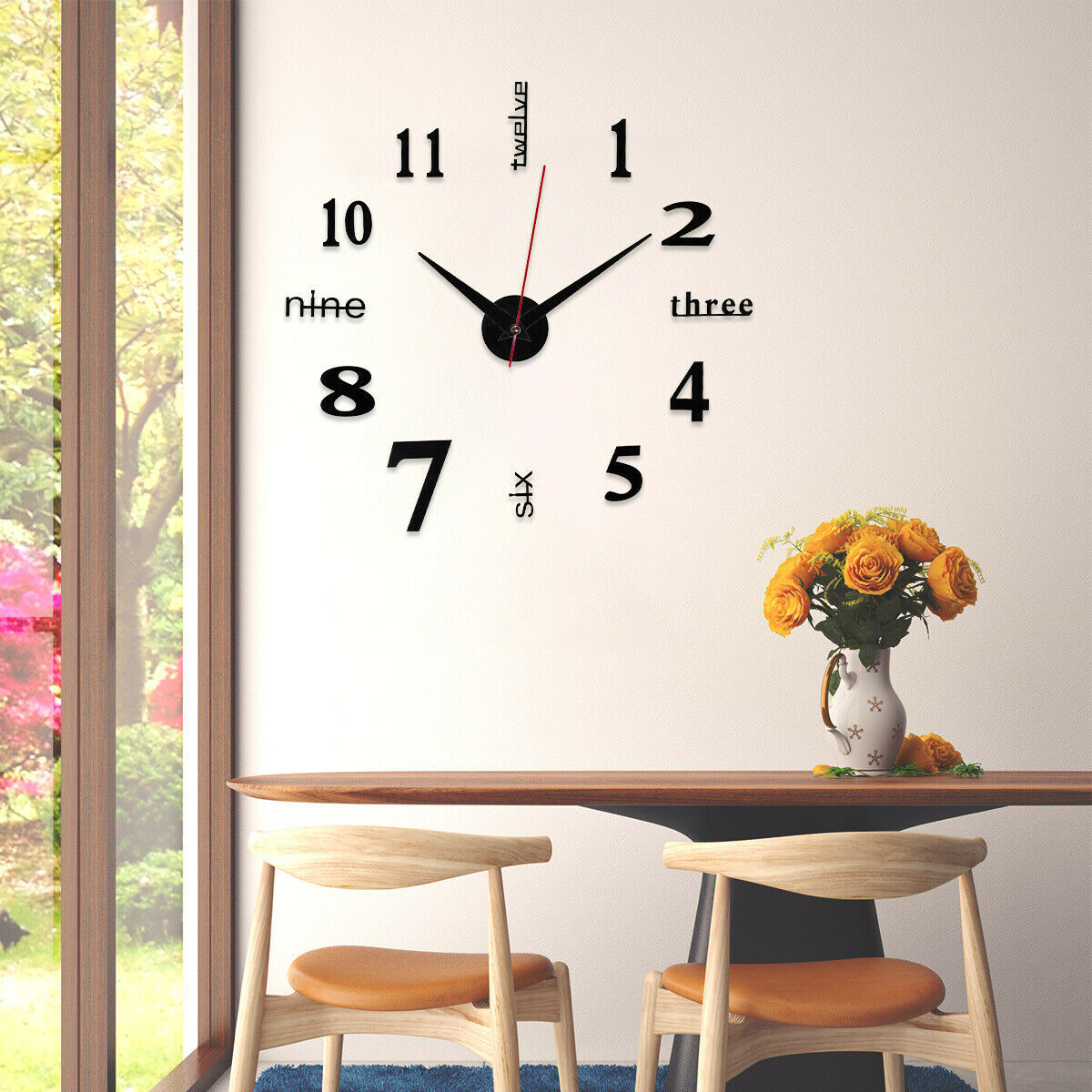 3D Large Mirror Surface Wall Clock Modern DIY Sticker Office Home Shop Art Decor gallery