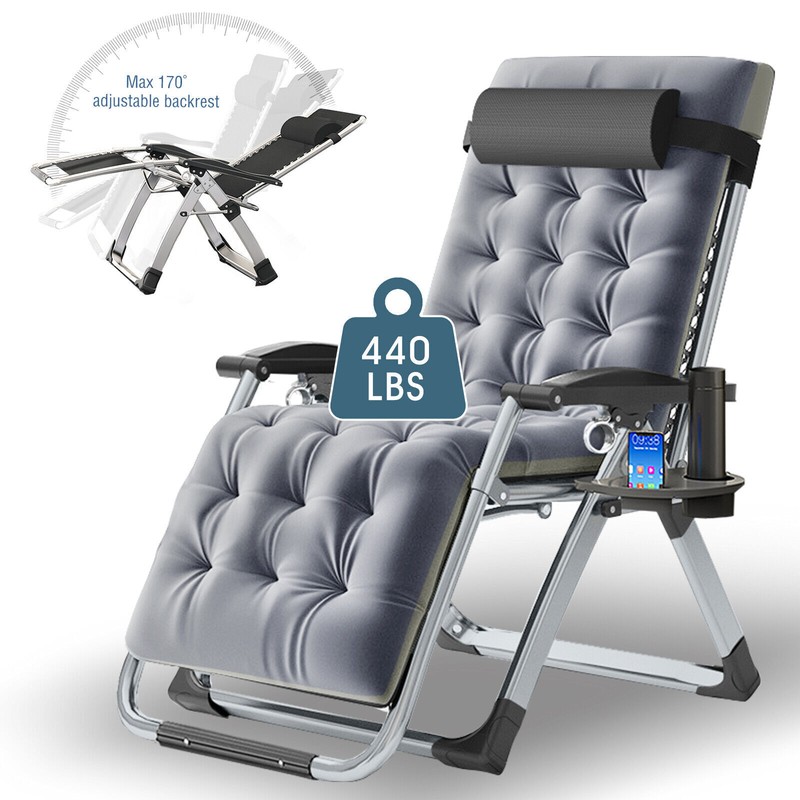 NAIZEA Zero Gravity Chair Folding Reclining Chaise With Pillow+Mat+Arm Cushion gallery