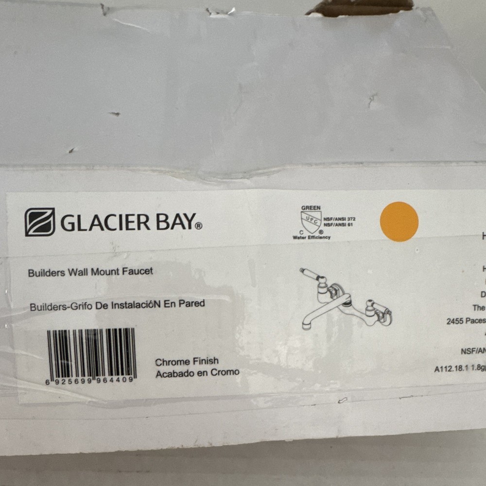 Glacier Bay Builders 2-Handle Wall-Mount Low Arc Faucet Chrome HD67736