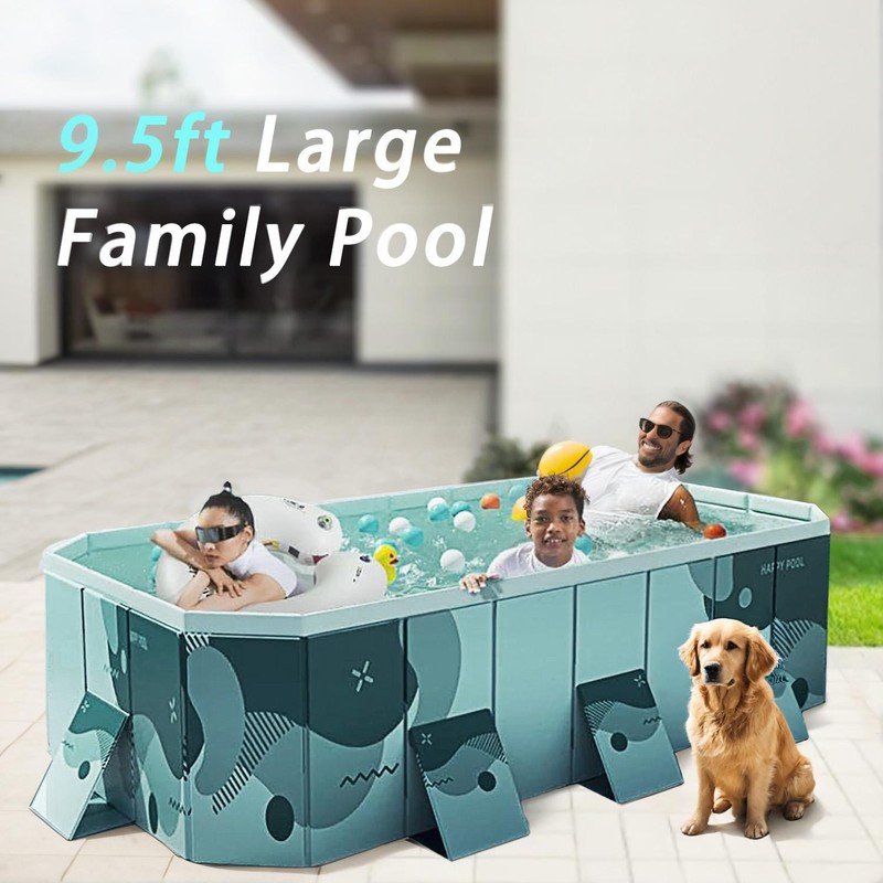 2.1M Rectangular Above Ground Swimming Pool Outdoor Adult Kiddie Pool Foldable gallery
