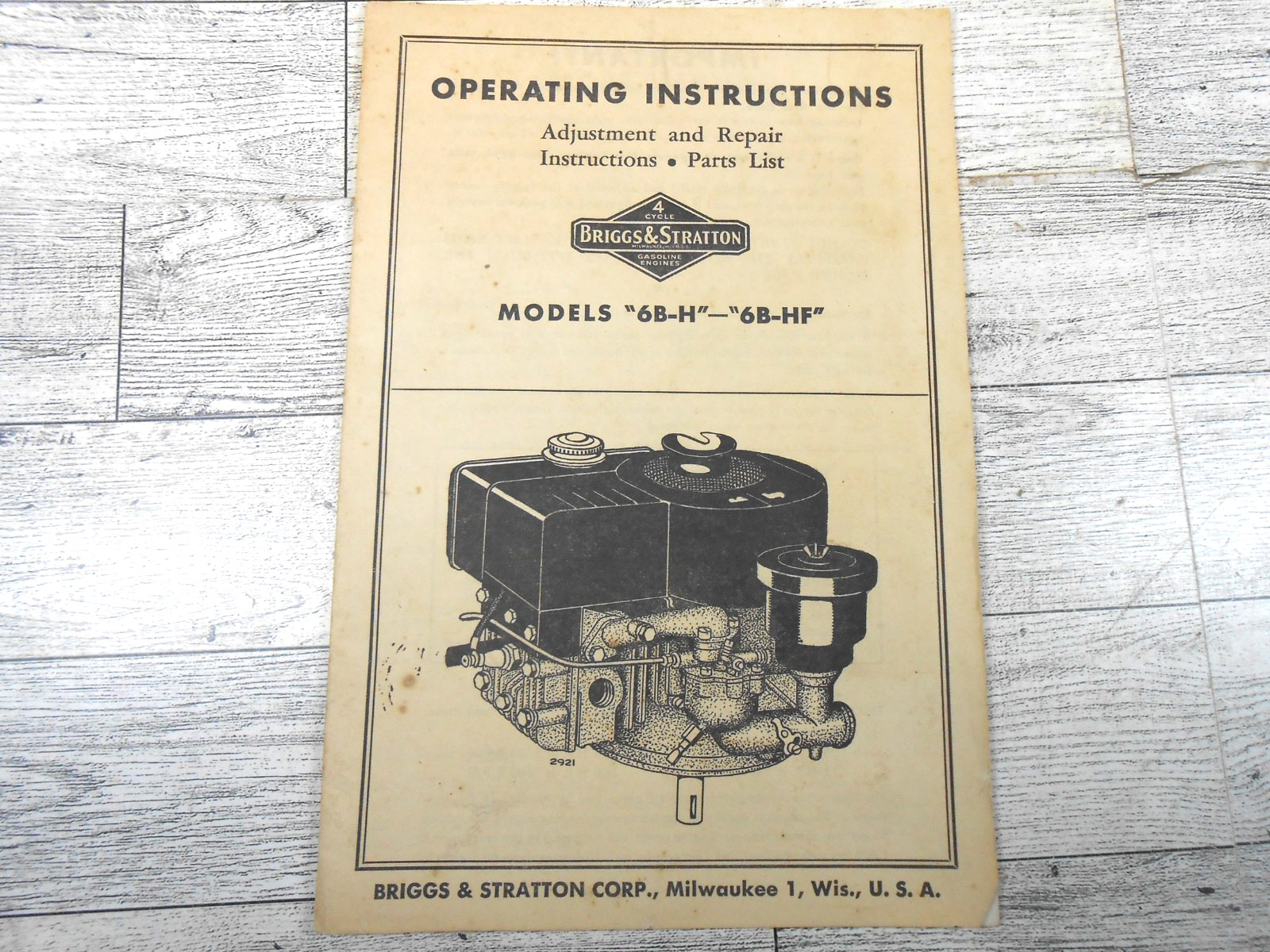 Briggs and Stratton Models 6B-H 6B-HF Operating Instructions User Manual gallery
