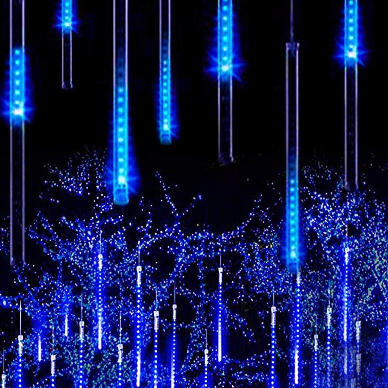 288 LED Solar Meteor Shower Rain Falling Icicle String Lights 8 Tube Tree Decor gallery