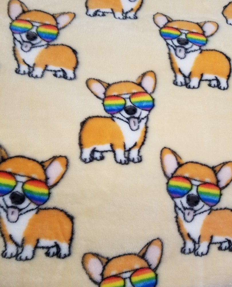 Corgi Rainbow Sunglasses Blanket Throw 50x70 Inches Very Soft Plush New