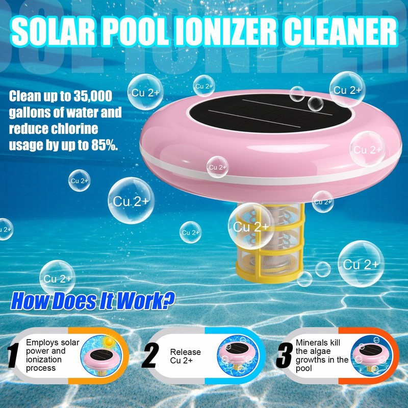 Solar Pool Ionizer Cleaner Automatic Floating Water Purifier Upgraded Copper ... gallery