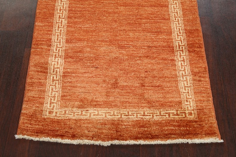 Bordered Gabbeh Kashkoli Oriental Runner Rug ORANGE Hand-knotted 2' 7" x 8' 11" gallery