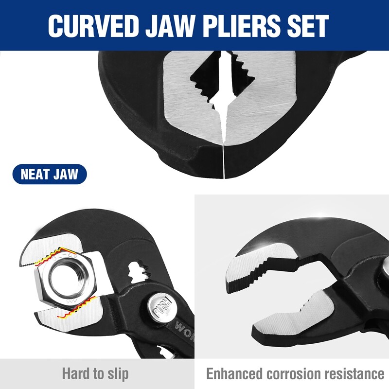 WORKPRO Groove Joint Plier Set 12 /7 /9-1/2Inch Fast Adjustable Water Pump Plier gallery