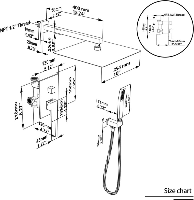 Brushed Nickel Rain Shower System with Handheld Spray and Valve Included gallery
