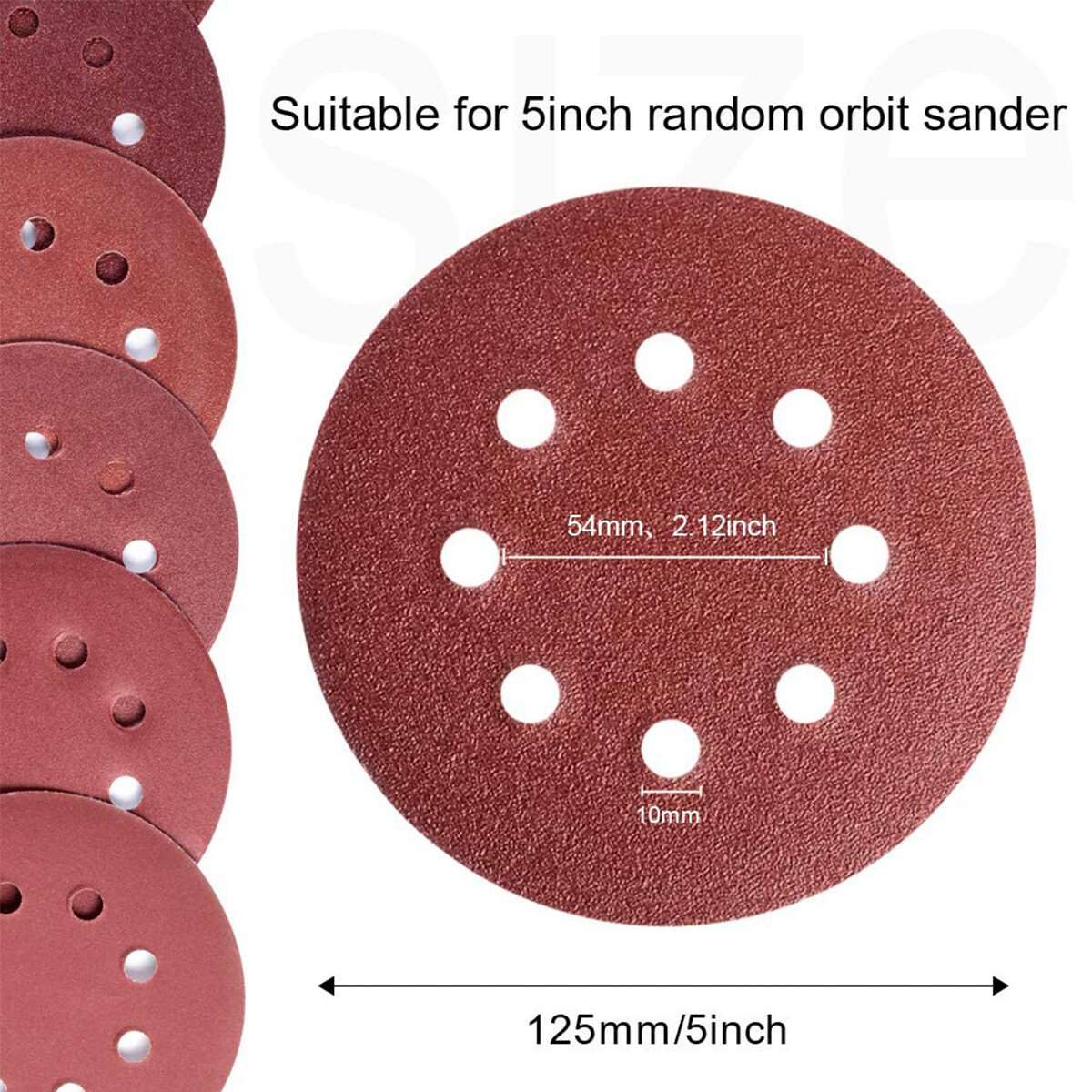 100PCS 80 Grit 5 inch Hook Loop Sanding Discs 8-Hole Orbital Sander Paper Pads gallery