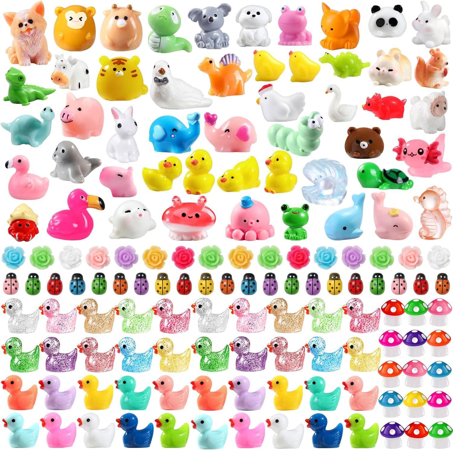 150Pcs Mini Resin Animals Ducks Mushrooms Figurines DIY Crafts Dollhouse Decor gallery
