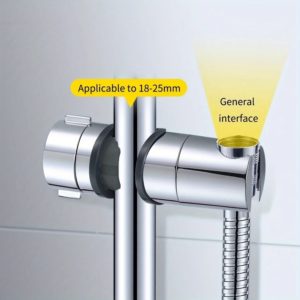 Universal Adjustable Shower Head Holder 18.5 -25mm Chrome ABS Rail Mount gallery