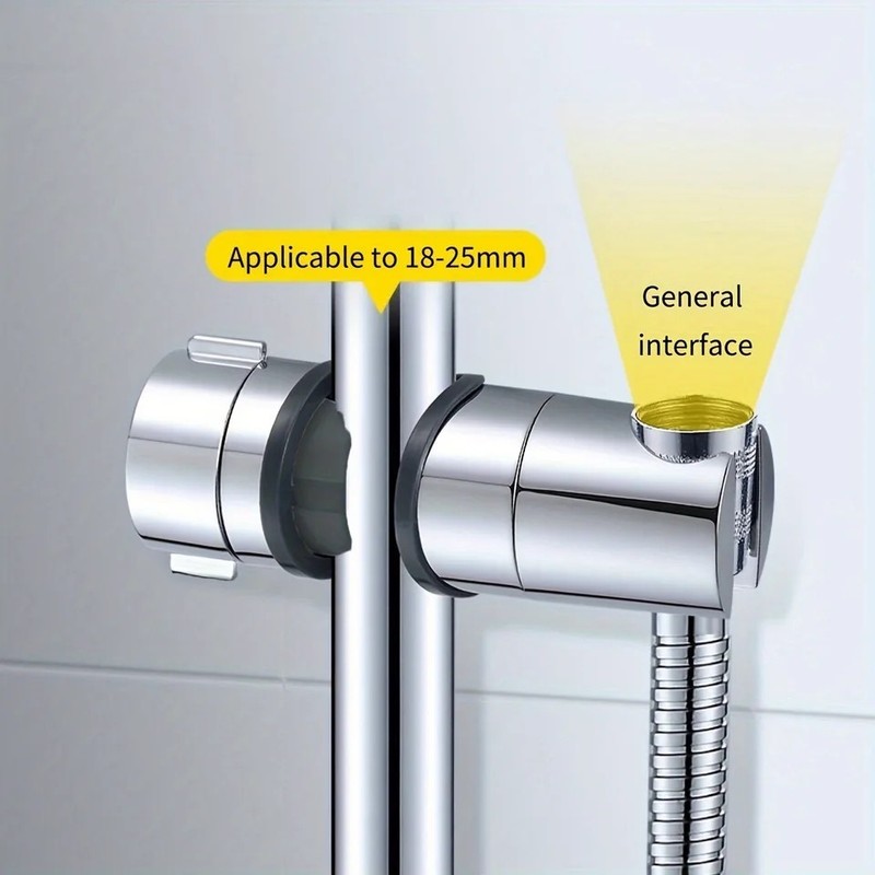 Universal Adjustable Shower Head Holder 18.5 -25mm Chrome ABS Rail Mount gallery