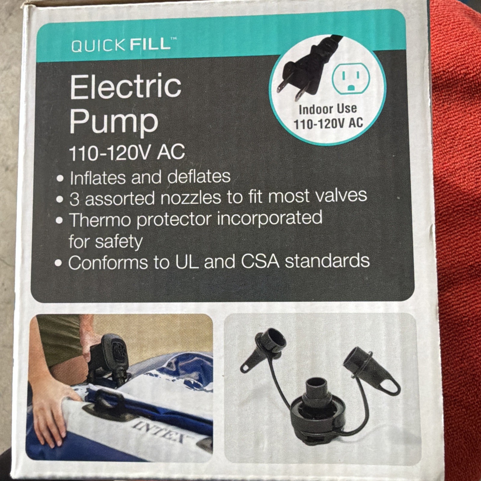 Intex 120V Quick Fill AC Electric Air Pump with 3 Nozzles, Black Brand New gallery