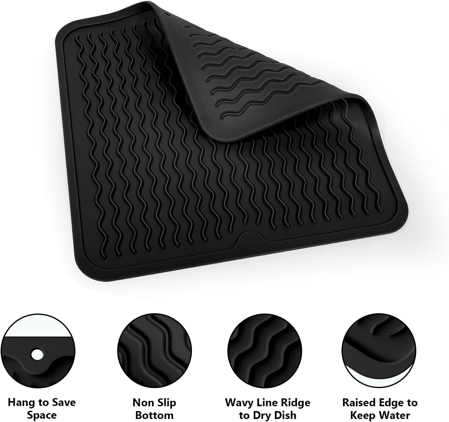 Silicone Dish Drying Mat for Kitchen CounterNon-Slip Easy CleanMultipurpose D... gallery