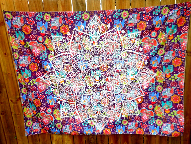MANDALA ELEPHANT WALL TAPESTRY ~ 58" X 76" ~ MULTI COLOR PURPLE NEW (Z16) gallery