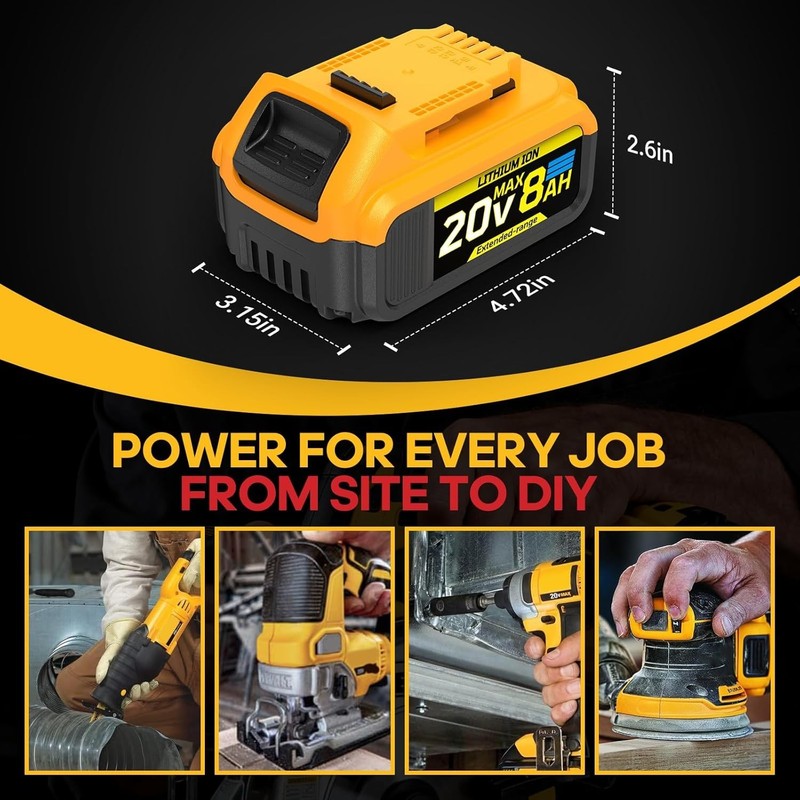 8Ah Replacement Compatible for Dewalt 20V Max Battery with High Capacity 2 Pack gallery