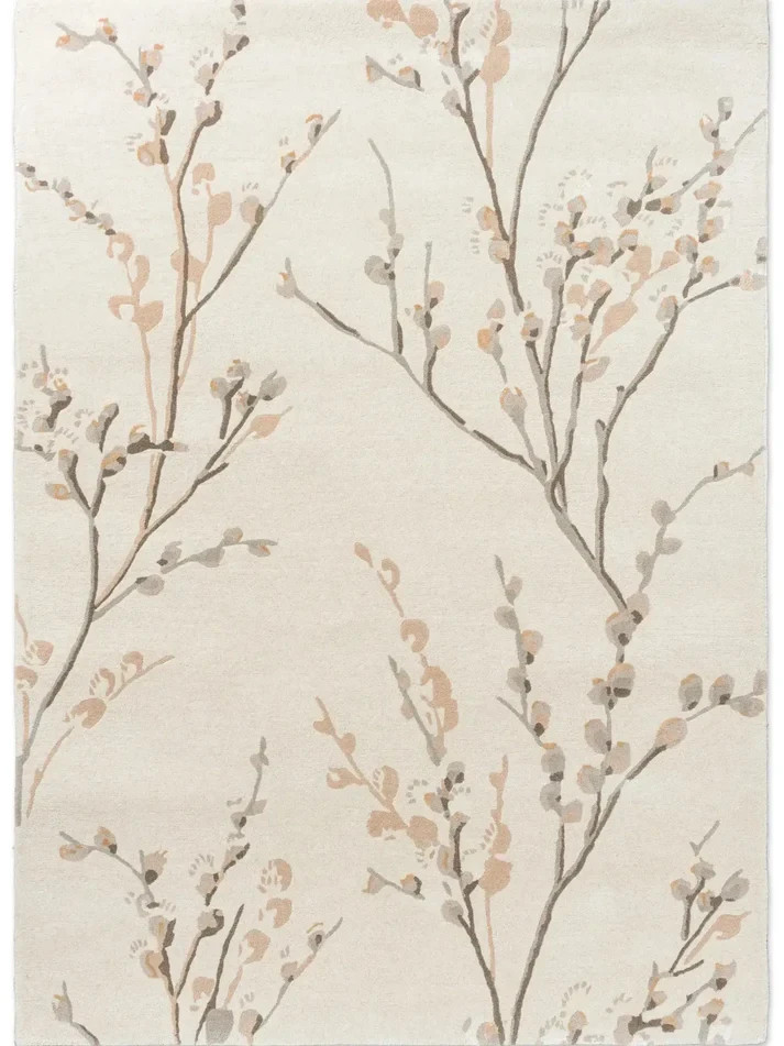Hand Tufted Off White & Natural Beige Floral Rug -Hand Tufted Botanical Area Rug gallery