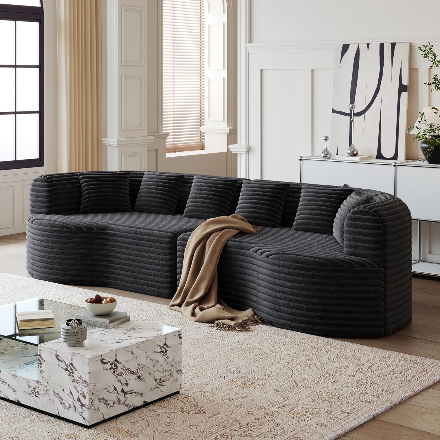 106.3" Curved Sectional Sofa Oversized Cloud Deep Seat Couch with 6 Pillows gallery