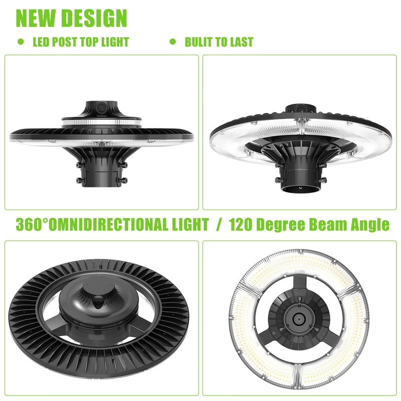 Dusk to Dawn 200W LED Circular Post Top Light Commercial Fixture For Parking Lot gallery
