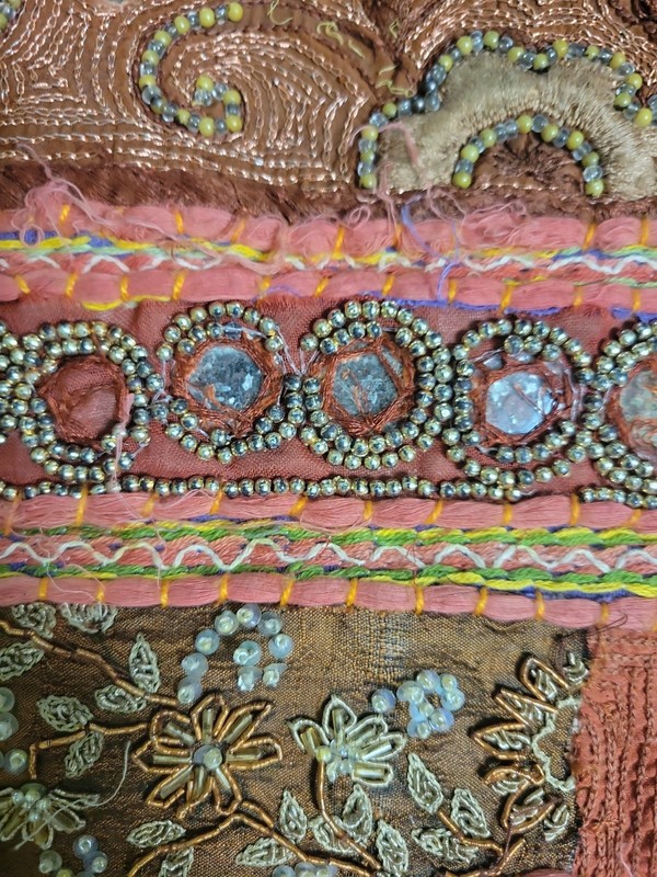 VTG Elephant Wall Hanging Patchwork Big Tapestry Beaded Hand Embroidered Boho gallery