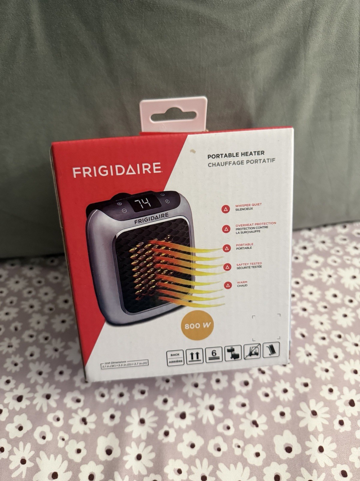 Frigidaire Portable Electric Wall Heater 800W Whisper Quiet Black Silver New gallery
