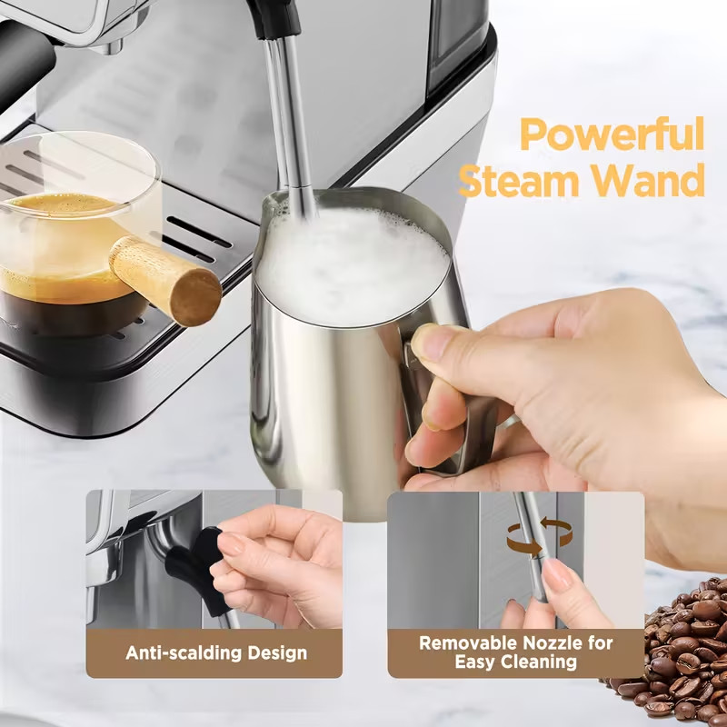 20 Bar Compact Espresso Machine with Milk Frother & 34oz Removable Water Tank gallery