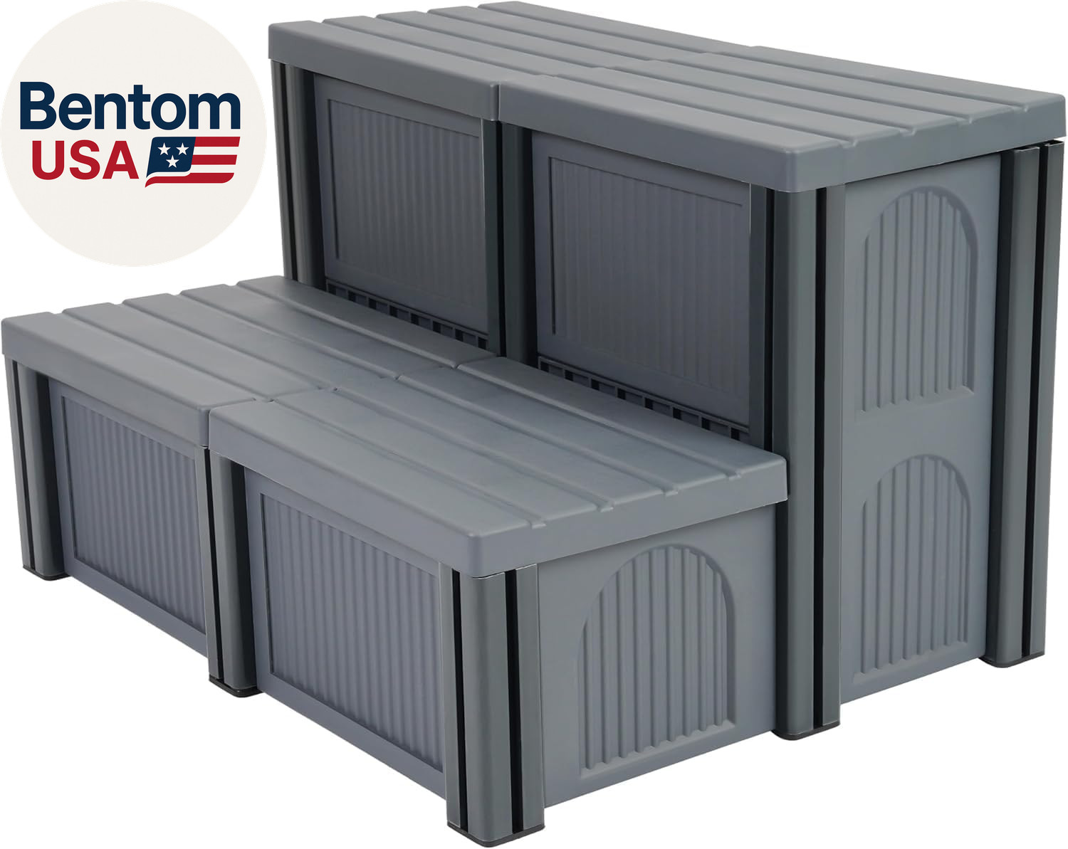Universal 27" Hot Tub Steps 2-Step Spa Stairs with Storage 200 LBS Capacity Text gallery