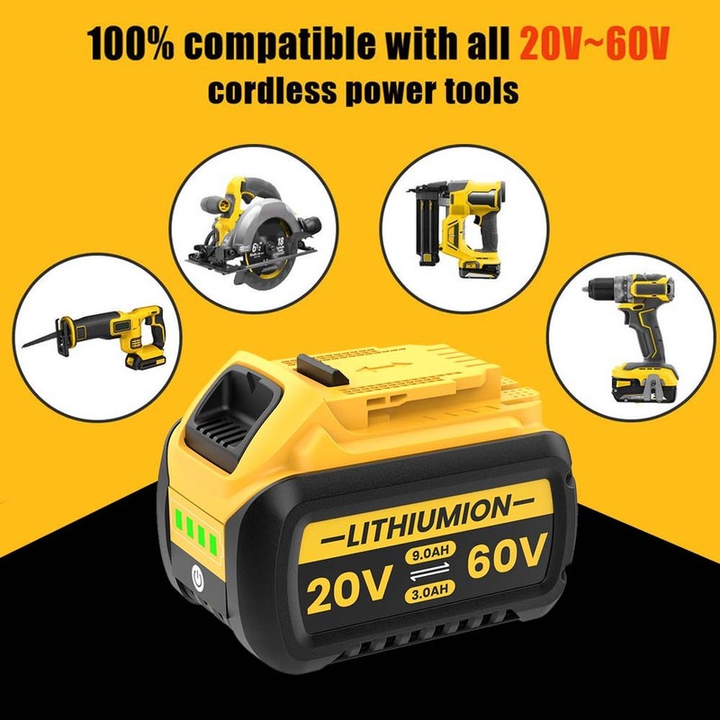 12.0Ah For DE-WALT FLEXVOLT DCB612 DCB609-2 20V/60V MAX Lithium Battery/Charger gallery