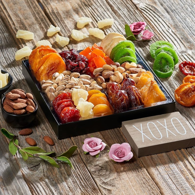 Dried Fruit & Nuts Gift Basket Arrangement Platter, Gourmet Food Snack Box, Gift gallery