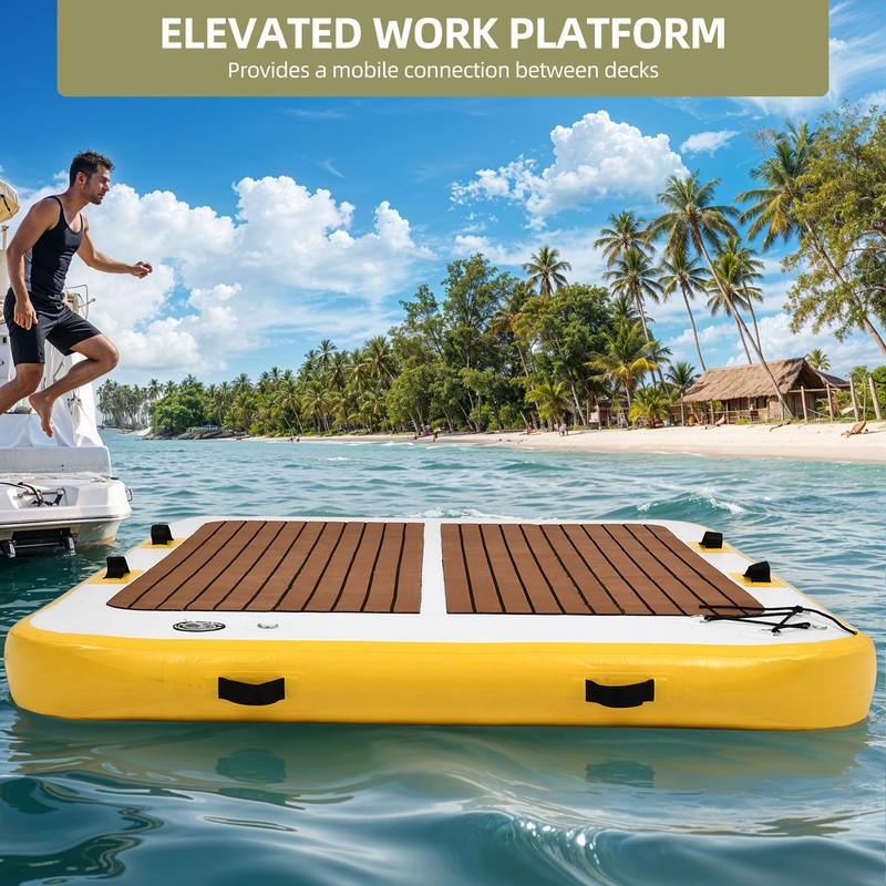 Water Platform Inflatable Floating Dock 6x5 ft Non-Slip Floor, Heavy Duty PVC gallery