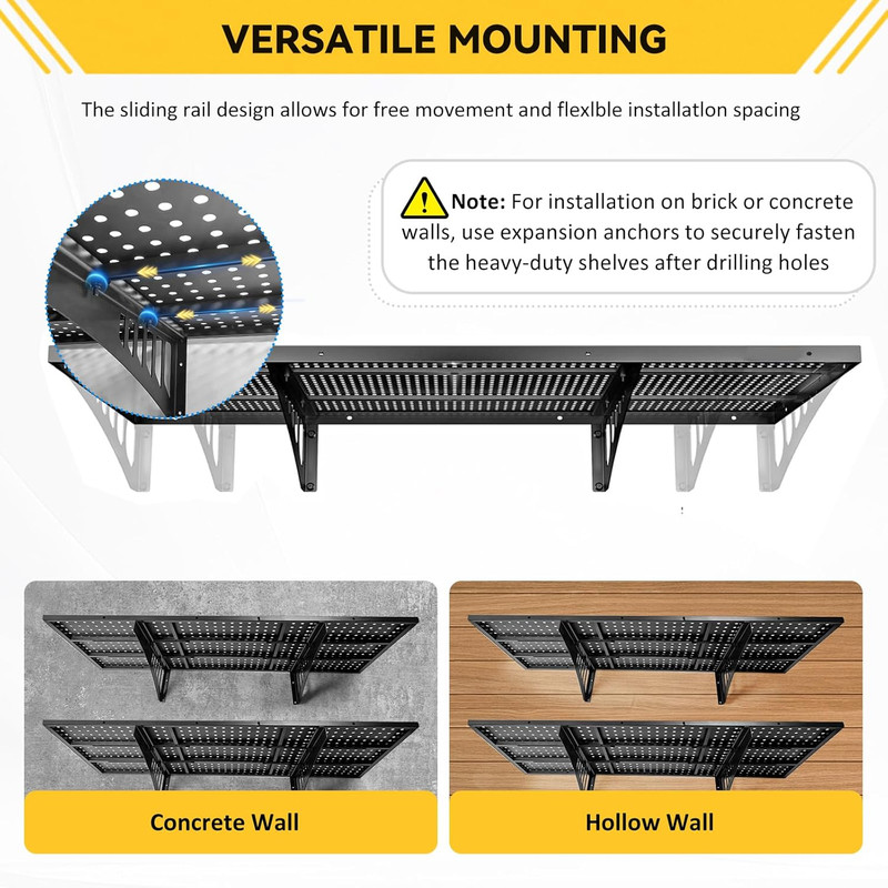 Heavy Duty 2-Pack Adjustable Garage Wall Shelves, 800 Lb Capacity gallery