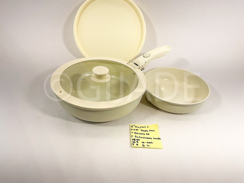 Authentic kitchen Ceramic 8" Frypan & 3.5-Qt Saute Pan Non Stick Detachable Hand gallery