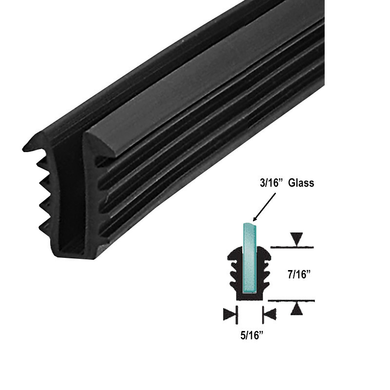 Black Shower Door Replacement Glazing Vinyl Spline for 3/16" Glass - 18 ft gallery