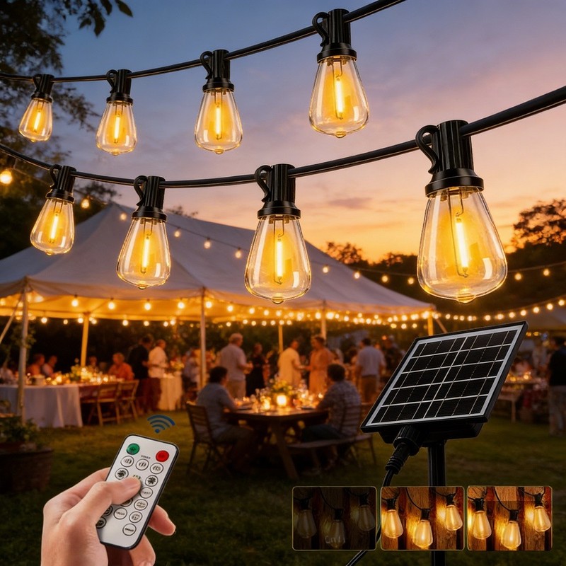 Solar String Lights 33-100FT ST38 Shatterproof Bulbs Waterproof for Patio Garden gallery