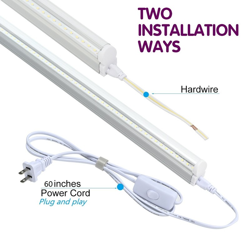 6 Pack LED T5 Integrated Single Fixture 4FT 20W LED Shop Ceiling Lights Clear gallery