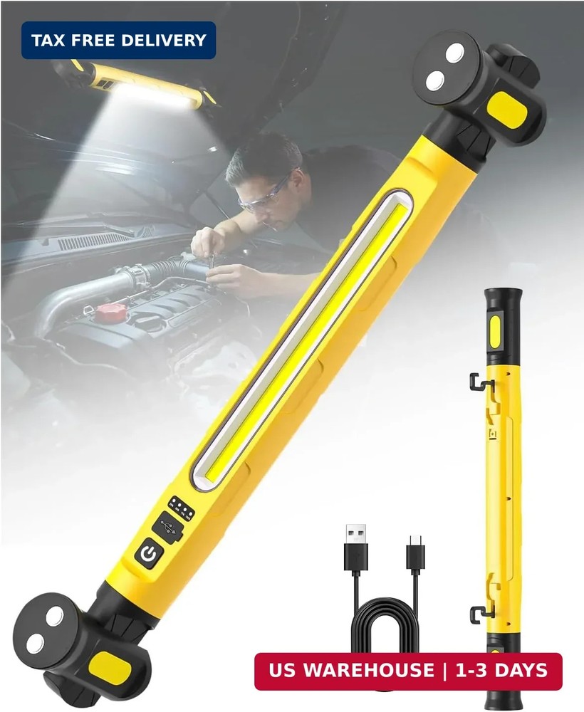 Magnetic Work Light, 3000LM LED Light Bar, 5200mAh Rechargeable Magnetic Underho