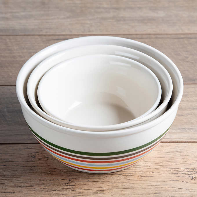 Baum Striped Bowl Set 3 Pieces Stoneware Dishwasher Safe Microwave Safe gallery
