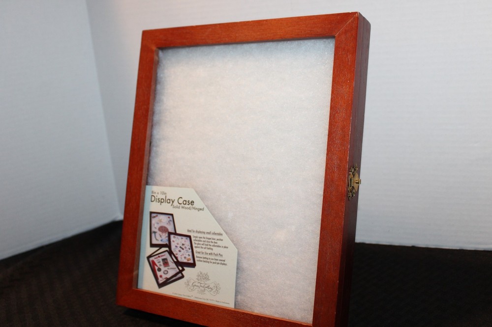 Easel Back 8" x 10" Solid Wood Hinged Display Case for Small Collectables