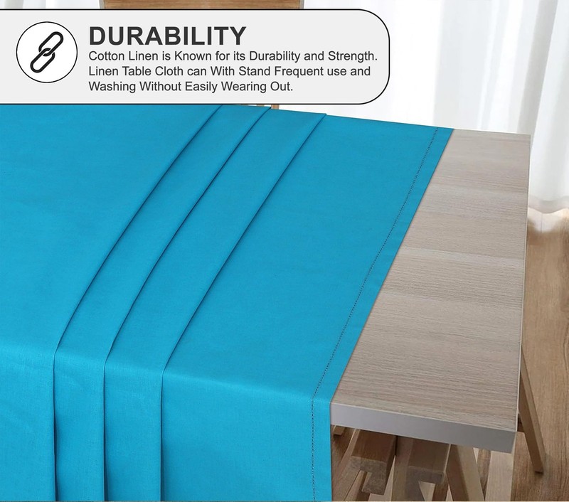 RUVANTI Cotton Linen Table Cloth Rectangle Table 72x54 Inch, Classic Hemstitch, gallery