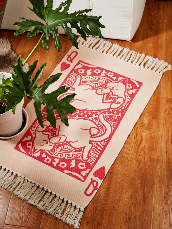 Cute Cat Woven Area Rug Machine Washable Indoor Mat Home Decor Gift 24x35" gallery